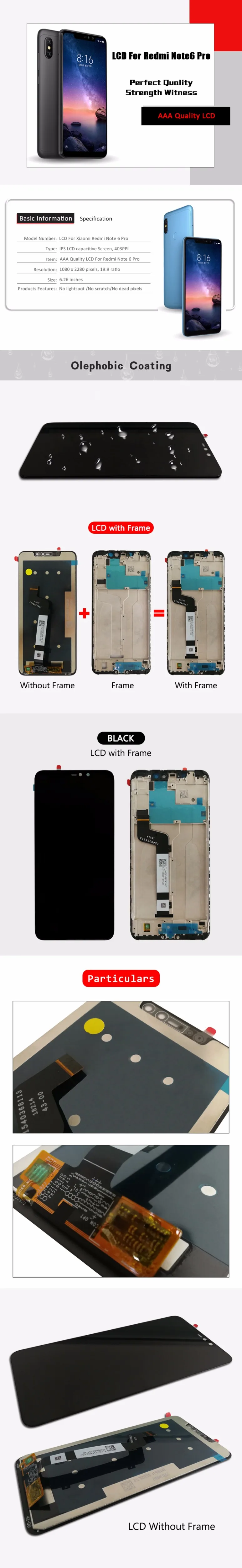 10-Touch Протестировано AAA Качество ЖК+ рамка для Xiaomi Redmi Note 6 Pro ЖК-дисплей экран Замена для Redmi Note 6 Pro ЖК-дисплей