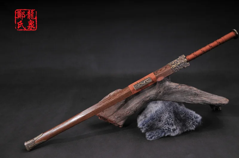 Старинная бронза китайский кованый меч дамасская/сложенная стальная клинок