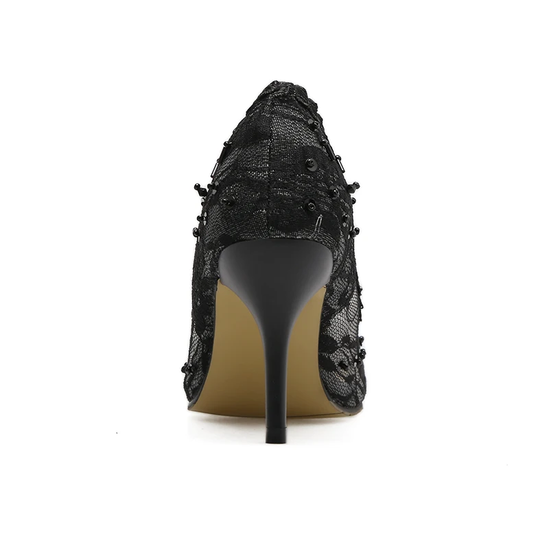 Размер 34 сетчатые туфли лодочки черного цвета со стразами дизайнерские женские с