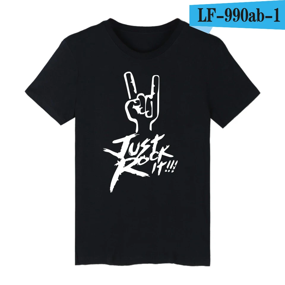 Альбом Just Rock It, футболка с коротким рукавом, Мужская брендовая летняя футболка в стиле хип-хоп, Мужская забавная популярная группа 4XL, хлопковая футболка для мужчин с круглым вырезом - Цвет: Black