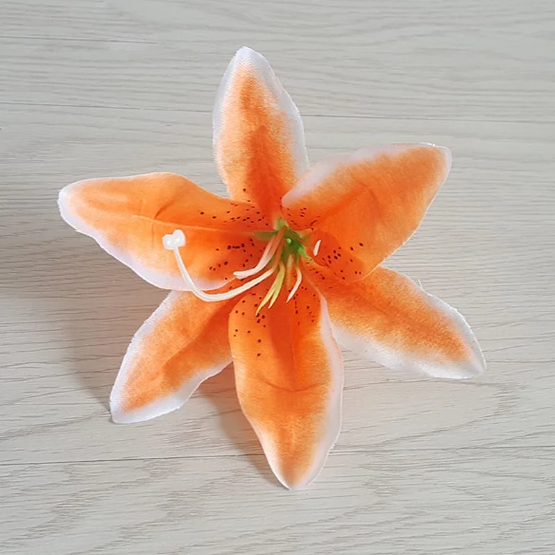orange 10 шт., цветные Искусственные цветы лилии, шелковые цветы для самостоятельного изготовления, свадебные, праздничные, праздничные, вечерние, для украшения дома, комнаты, аксессуары для волос - Цвет: orange