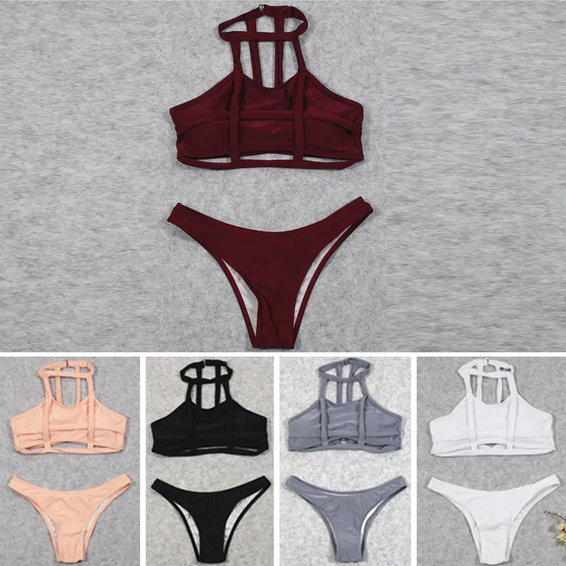 Высокая Средства ухода за кожей Шеи Chocker комплект бикини Для женщин Push Up короткий