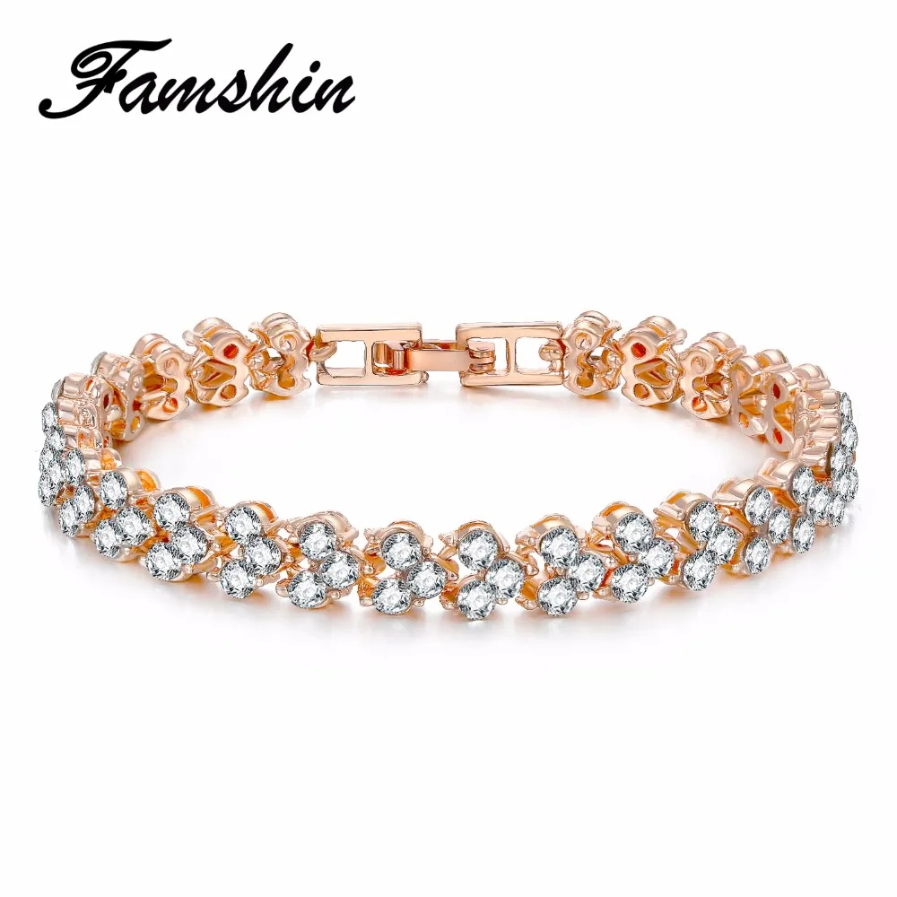Новый роскошный браслет FAMSHIN с кристаллами модный со сверкающим цирконием стразы