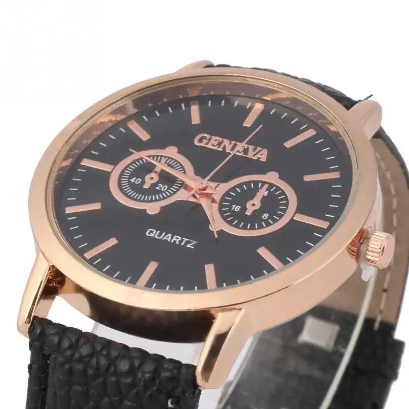 Старинных женщин часы большой набор пу кожаный ремешок 2 глаза кварцевые часы|watch