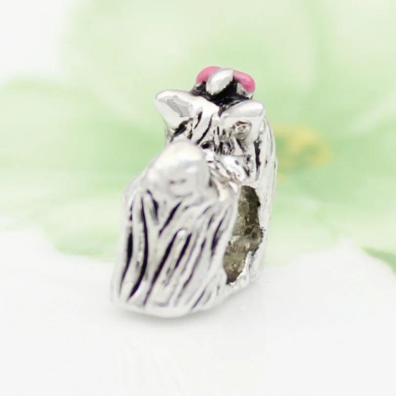 Новый продукт розовый бант йоркширский терьер собака животное бусины подходят