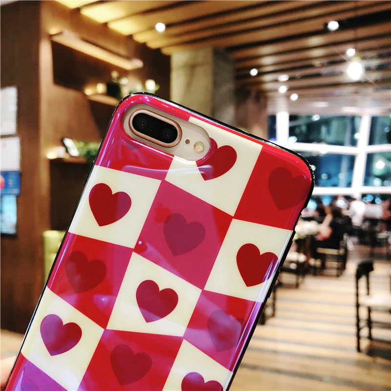 Для iPhone X Розовый Прекрасный Чехол+ пленка из закаленного стекла для iPhone 6 6 S 6splus 7 7plus 8 8 plus милый персиковый чехол