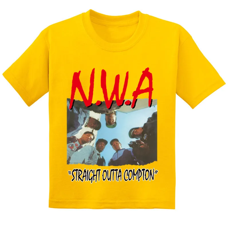 Yellow-A- NWA Straight Outta Compton/Детская футболка с принтом, летняя Удобная хлопковая футболка для маленьких девочек, стильная одежда в стиле хип-хоп для мальчиков, GKT238 - Цвет: Yellow-A-