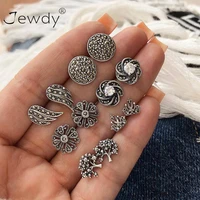 6 pairs boho mix crystal stud earrings set for woman party stainless steel ear jewelry dazzling earring bijoux 2020 trend