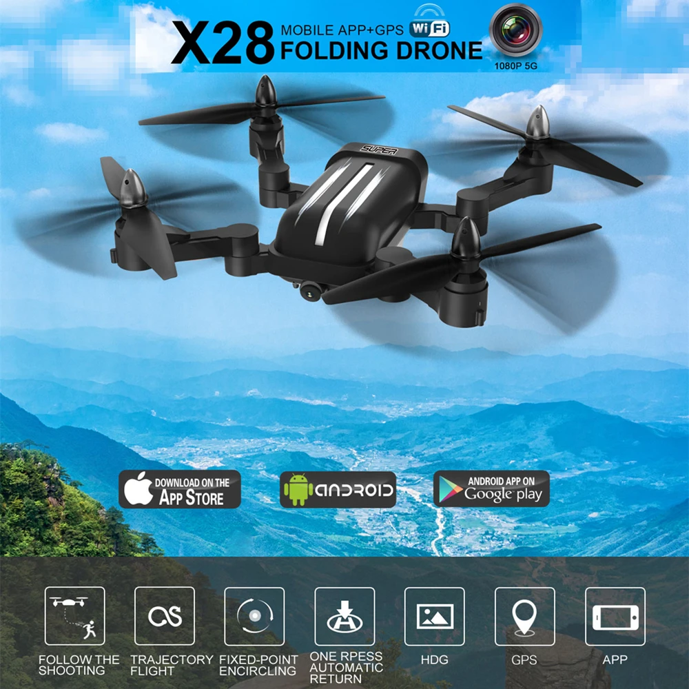 Bayangtoys X28 бесщеточный Квадрокоптер с 1080P HD камерой RC вертолет складной Дрон GPS
