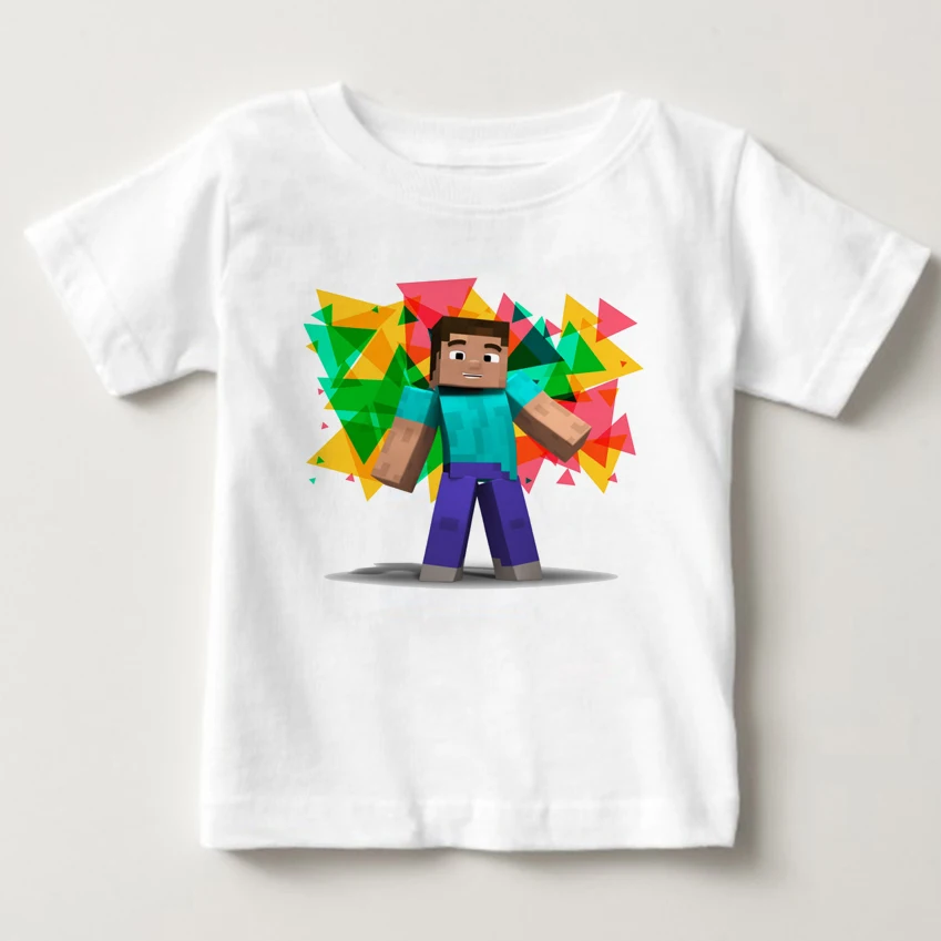 2018 новая одежда с коротким рукавом для мальчиков. девочки Minecraft Лето чистого