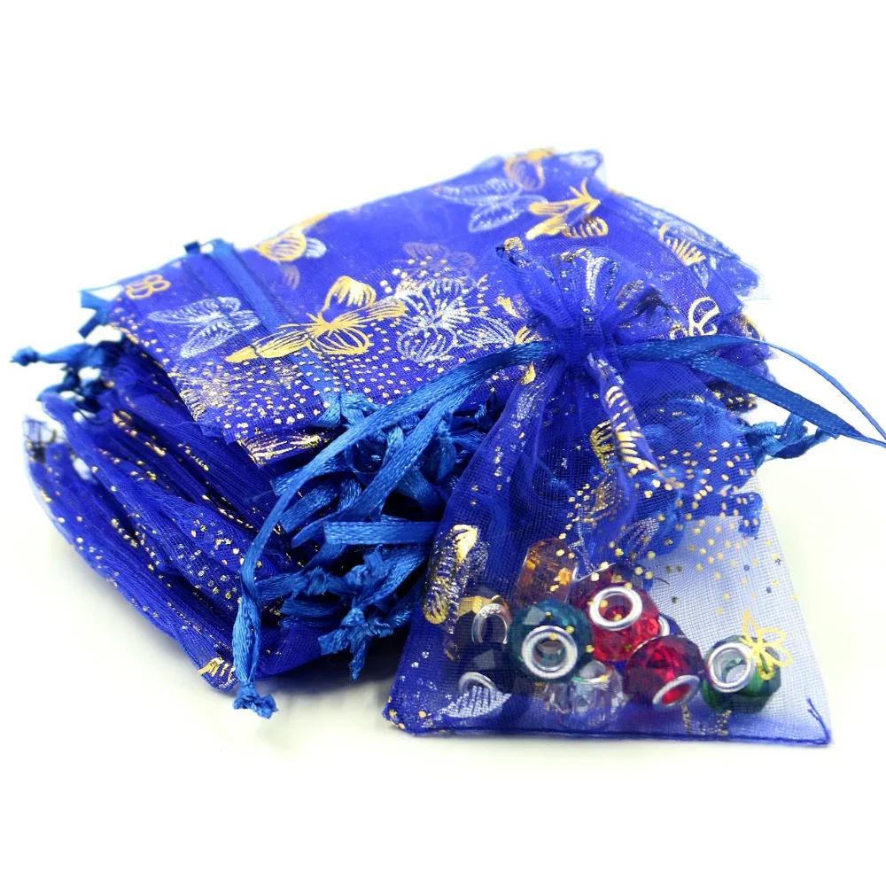 Мешочки из органзы темно синего цвета 9 х12 см 50 шт./лот|jewelry package|package jewelryjewelry packaging