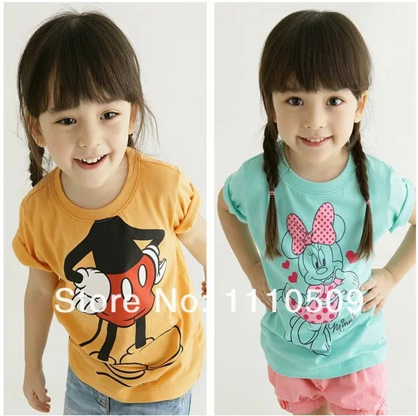 new summer children t shirt clothes wholesale baby boy leisure cartoon Minnie mouse short sleeve kids tops 5pc/lot free shipping | Мать и