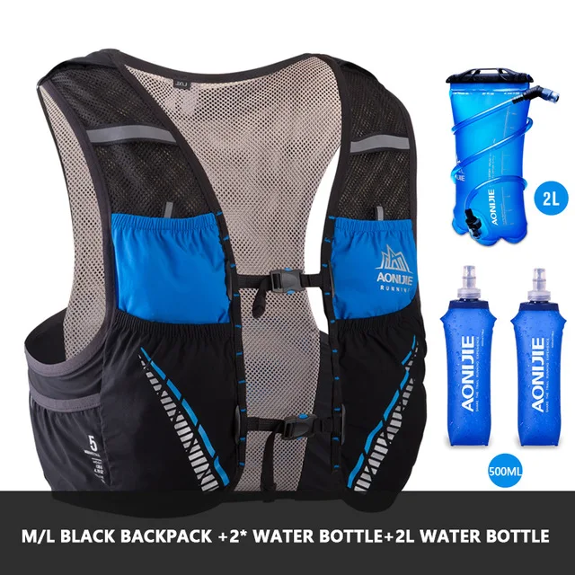 black ML set 1 AONIJIE C933 5L гидратация пакет рюкзак сумка Жилет Жгут водный Пузырь Пешие прогулки Кемпинг бег марафон гонки скалолазание - Цвет: black ML set 1