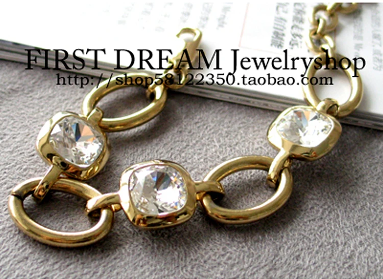 Лидер продаж модный белый квадратный золотистый браслет с кристаллами DYRBERG/KERN в