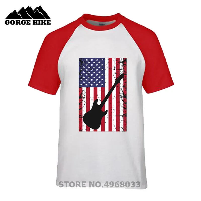 Мужские футболки с 3D изображением гитарного американского флага подарок для