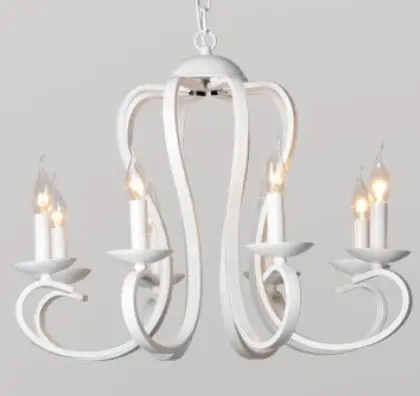 white 8 headed light Европейский сад железная люстра светильник светодиодный подвесной светильник 3 4 6 8 arms E14 Свеча светильник Черный Белый Зеленый современный декоративный светильник - Цвет абажура: white 8 headed light