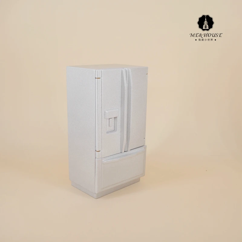 Миниатюрный холодильник для кукольного домика, мебель для кухни BJD, современный мини-холодильник, деревянный 1:12, ящик для льда