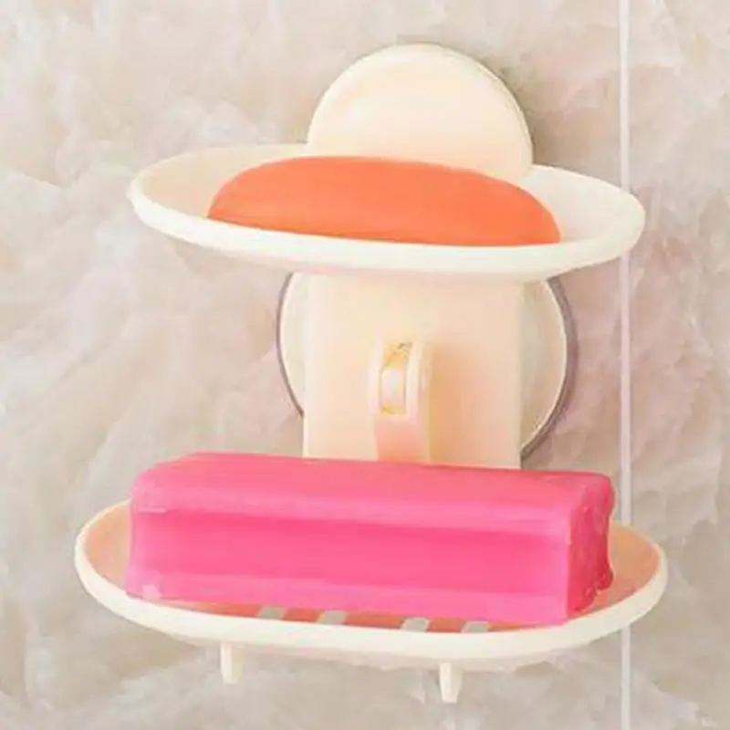

Double Layers Strong Sucker Soapbox Soap Draining Holder Soap Dish Bathroom Box YH-459472