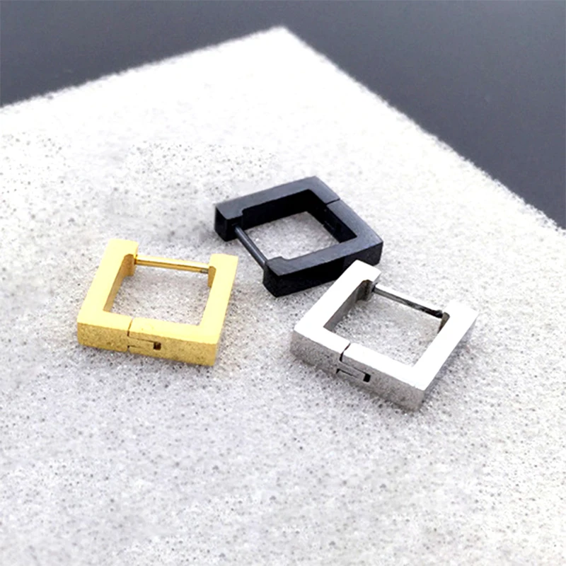 Женские и мужские треугольные серьги геометрические из титановой стали с