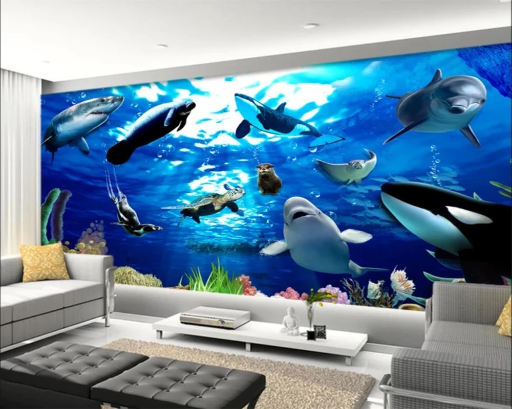 Фотообои beibehang на заказ Красивые 3D Подводные Животные мира Изысканная Настенная