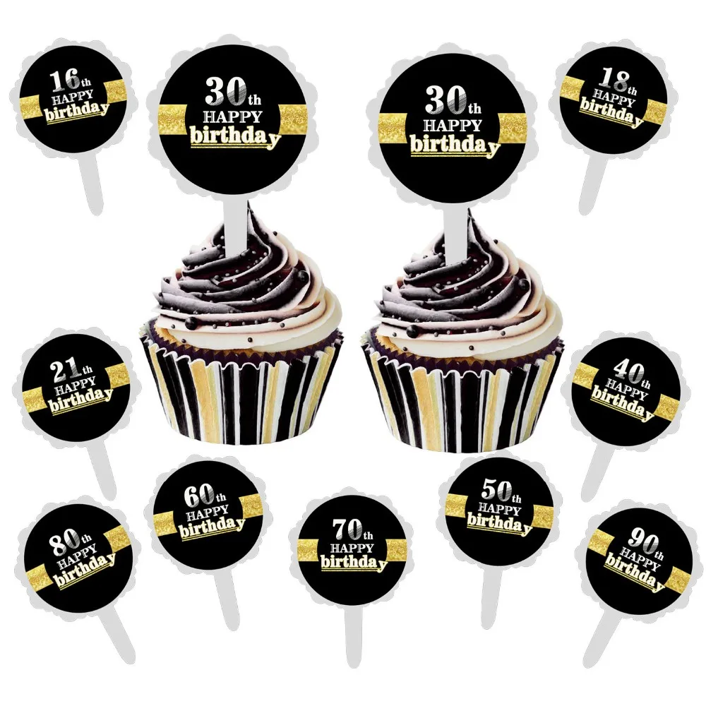 1 шт. 6,5*11,5 см 16 18 21 30 40 50 60 70 80 90th счастливый украшение для именинного торта Юбилей вечерние на день рождения, подарки для детей, игрушки