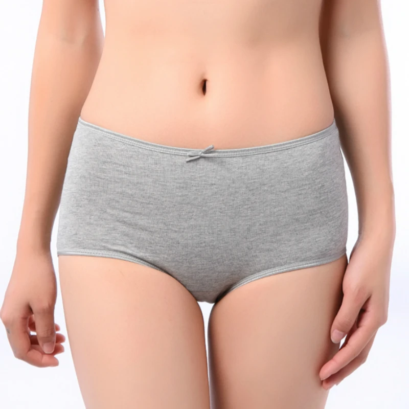 Женские Классические трусики однотонные тянущиеся хлопковые с поясом на бедрах