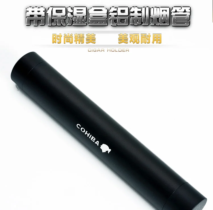 Cohiba алюминиевая одинарная черная труба металлическая для сигары увлажняющие таблетки сигары отверстие портсигар чехол Humidor аксессуары для путешествий
