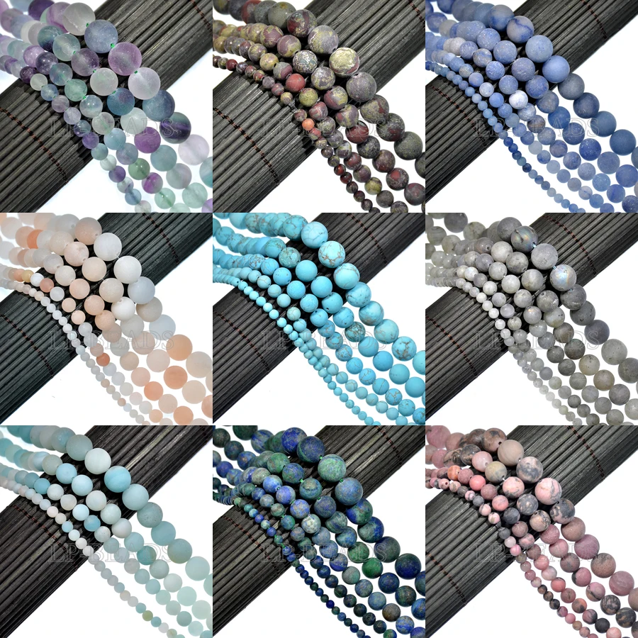 Натуральный Синий Амазонит камни матовые Матовые Круглые бусины 4 мм 6 8 10 12 5