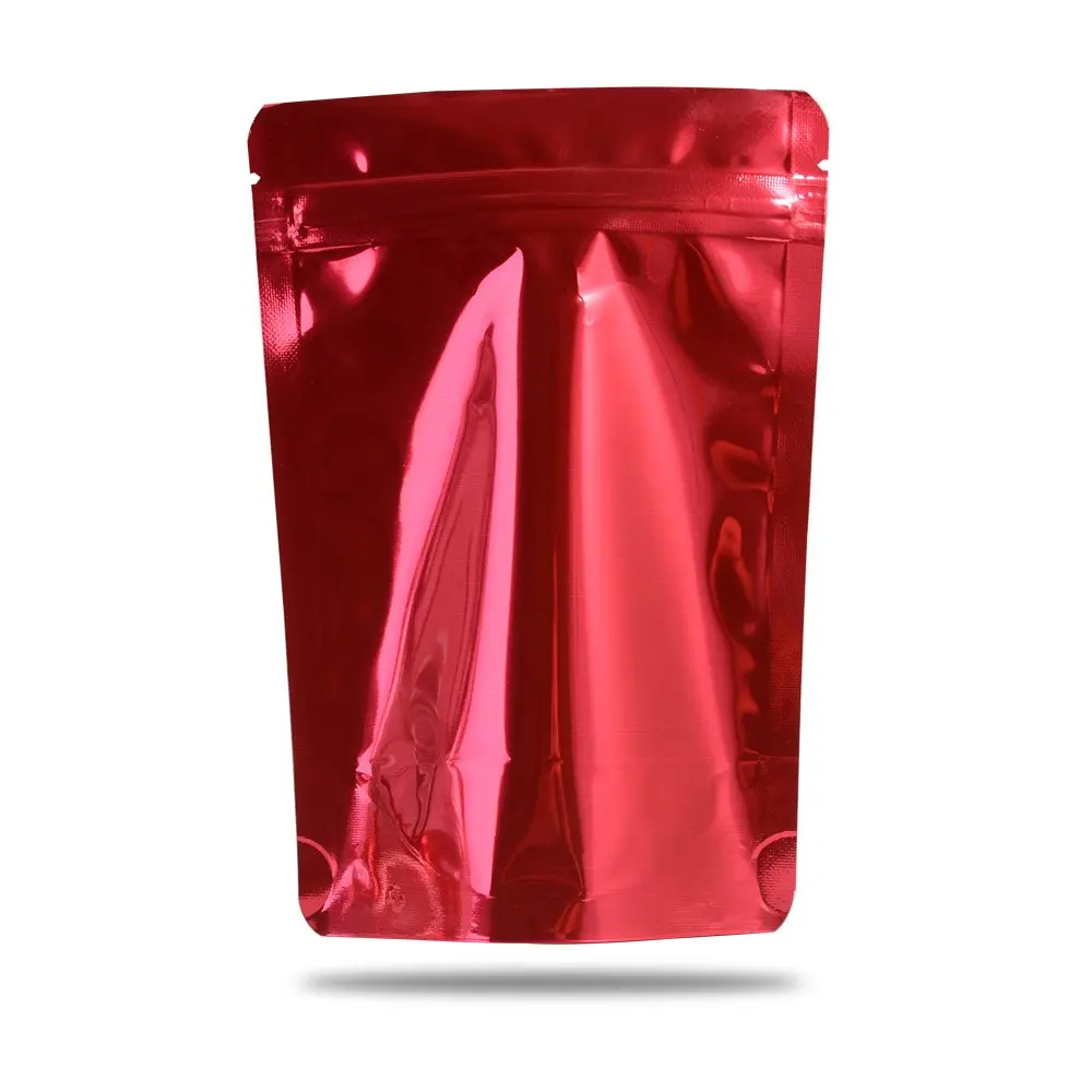 Red Zip Lock Bag Двухсторонние цветные плотные термогерметичные упаковочные пакетики со струнным замком пищевой вертикальный алюминиевый фольга с застежкой мешочки 100 шт - Цвет: Red Zip Lock Bag