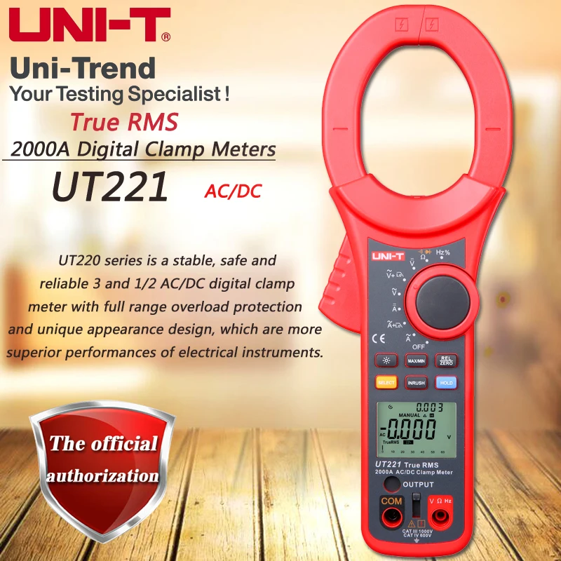 UNI T UT221 AC DC 2000A цифровой клещи истинный RMS Амперметр резистор/частота/Диодный тест