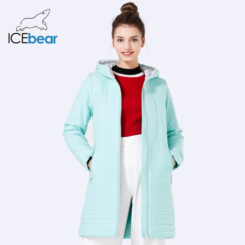 17808 ICEbear осень длинные Хлопковые женские пальто с капюшоном модные женские пуховики парки для женщин 17G292D - Цвет: 17808