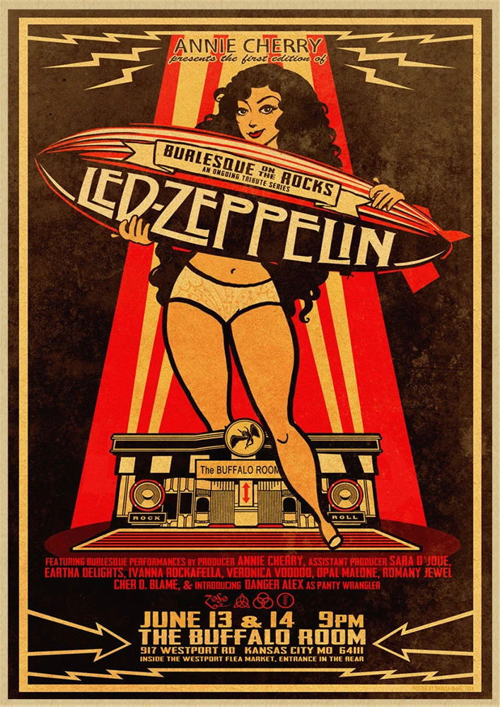 Led Zeppelin рок-музыка крафт-бумага постер для бара/Кафе Ретро плакат декоративной живописи