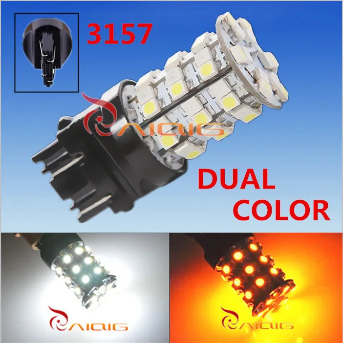 3157 switchback 60 SMD Белая Янтарная Светодиодная лампа заднего сигнала p27/7 Вт