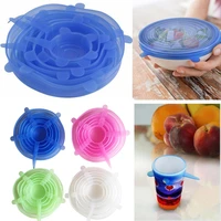 6pcs lot universal silicone stretch suction pot lids kitchen silicone cover spill lids cooking pan home bowl stopper cover