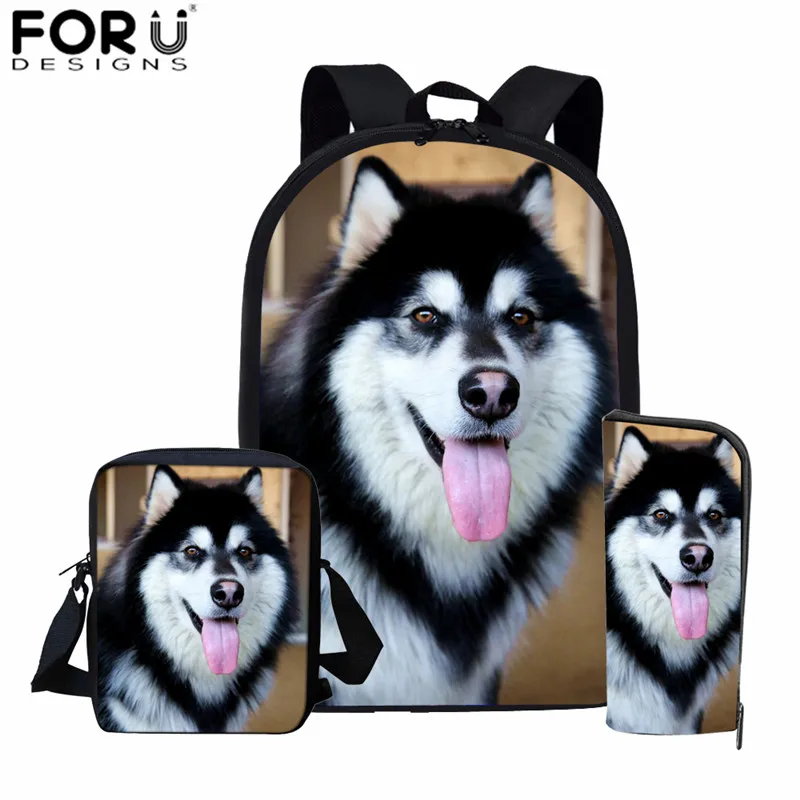FORUDESIGNS/школьные сумки для мальчиков подростков рюкзак с принтом Alaskan Malamute детский