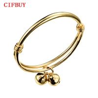cifbuy fashion baby girl boy bangles classical gold color bells pendant children jewelry gift anklet accessories kh487