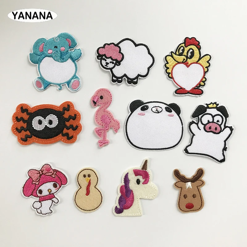 Симпатичные животные Слоники Единорог Фламинго нашивка на костюм DIY Одежда Утюг