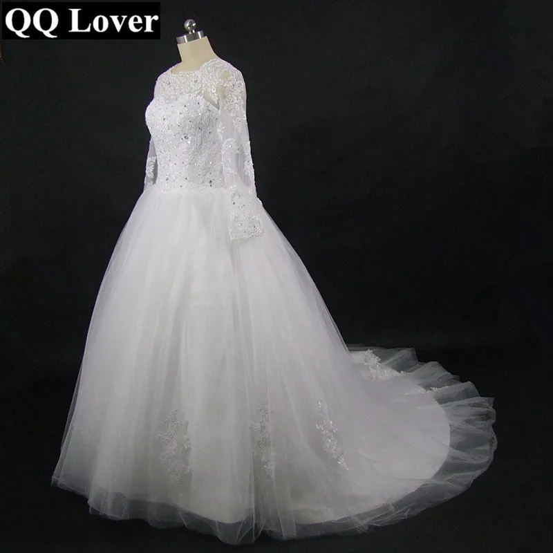 Романтичное свадебное платье QQ Lover с длинным рукавом и высоким воротом 2019|wedding