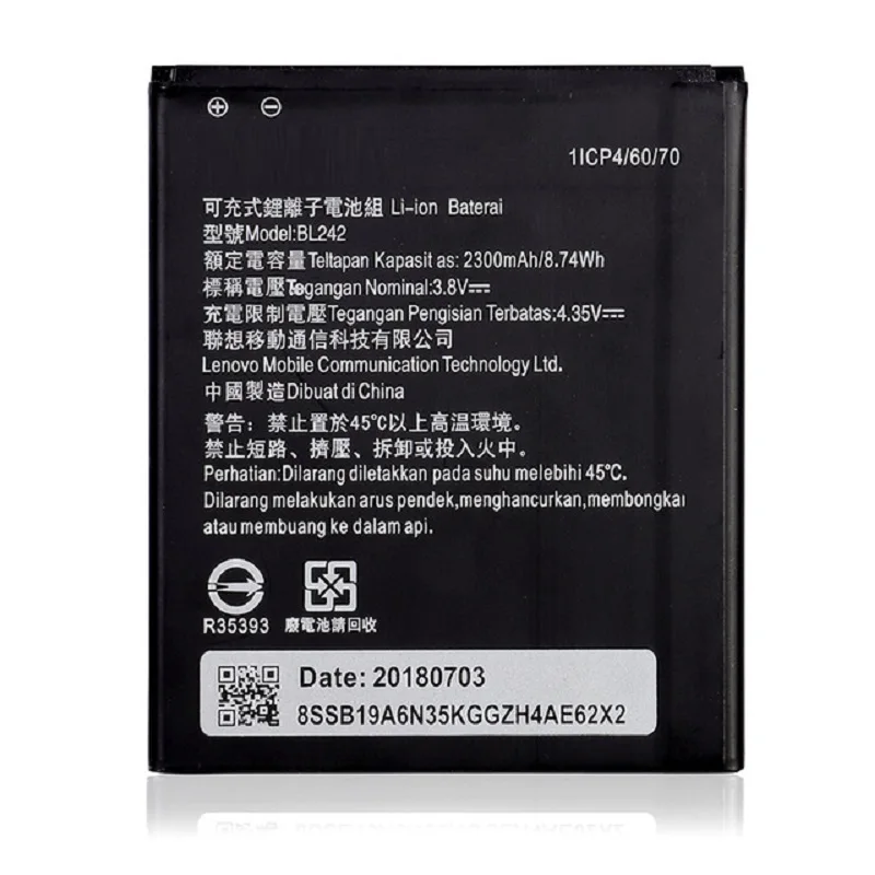 

Новый BL242 аккумулятор BL 242 Для Lenovo K3 K30-W A6000 A3860 A3580 A3900 A6010 A6010 Plus 3,8 в 2300 мАч