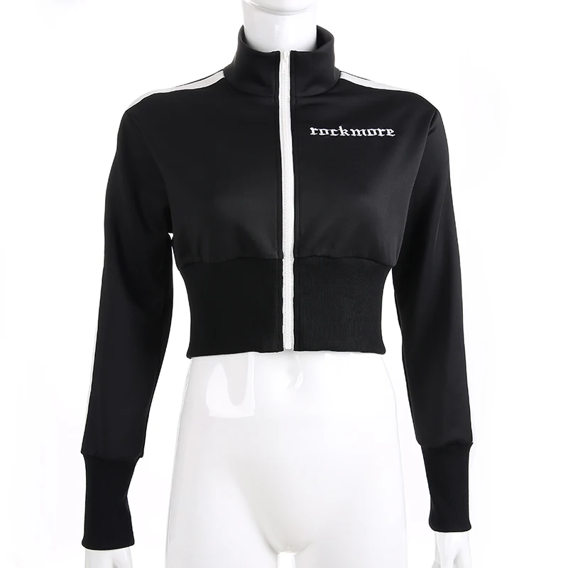 Sweetown стимпанк пальто и куртки для женщин осень Chaqueta Mujer уличная укороченная полосатая Лоскутная куртка с длинным рукавом