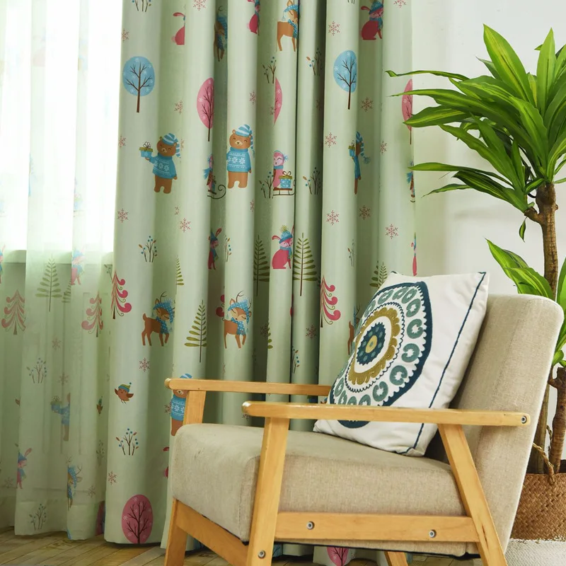 Шторы с цифровым принтом рождественской елки светонепроницаемые жалюзи для