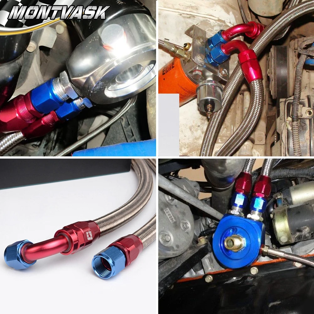 4 шт. AN8 0 градусов + 90 поворотный масла и топлива/Air/газопровод конец шланга