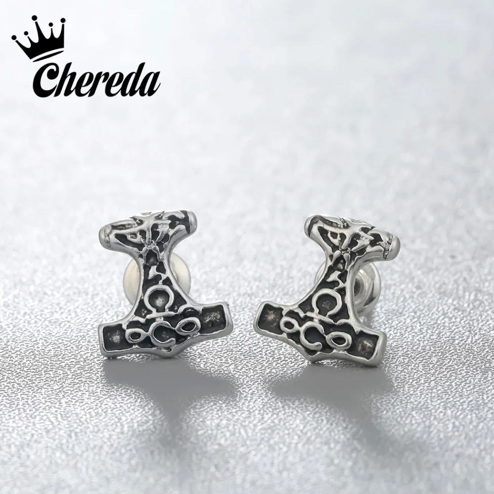 Винтажные мужские серьги гвоздики Chereda посеребренные модные антикварные в виде
