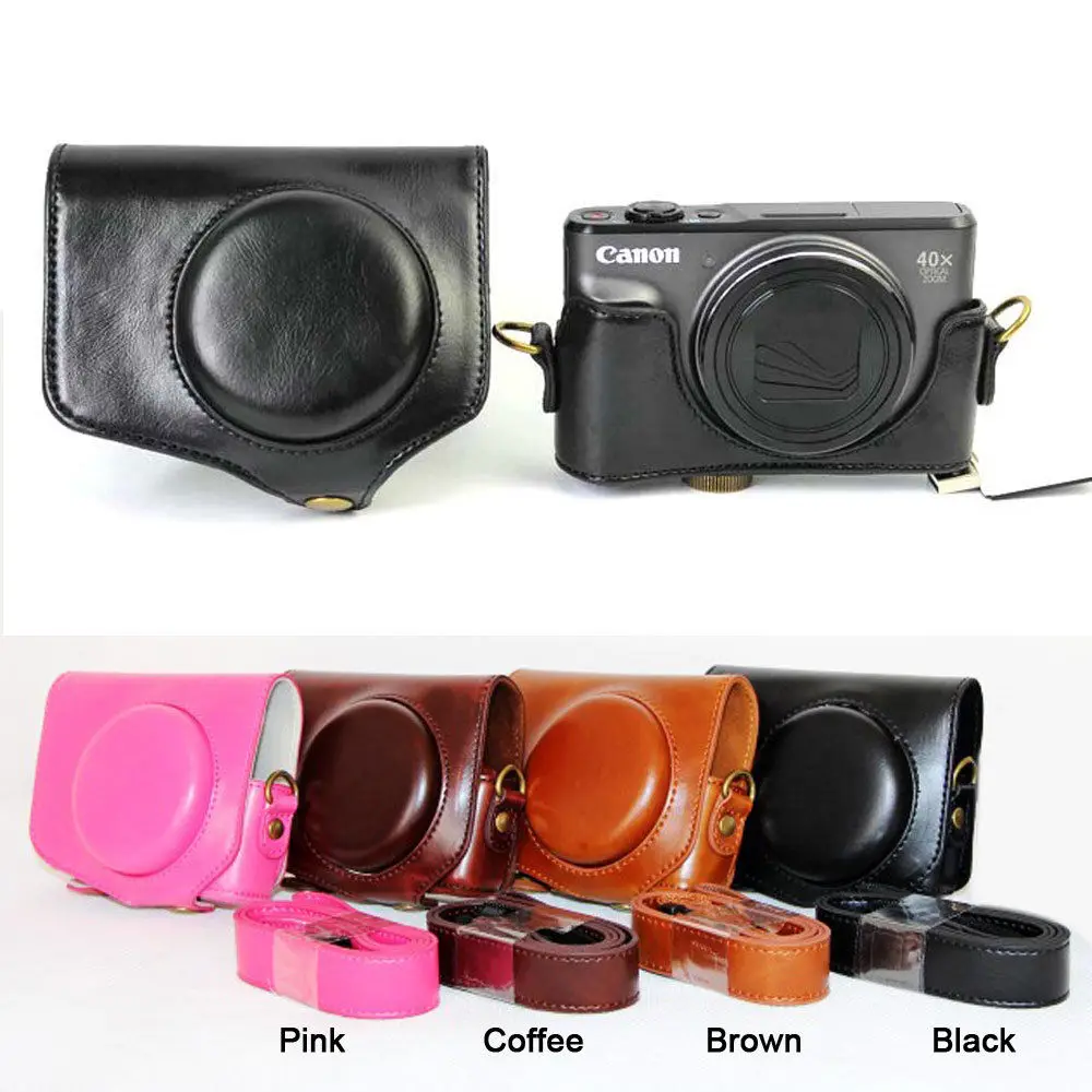 Pu Leather Camera Bag Case For Canon Powershot SX740 HS SX730 SX720 Digital | Электроника
