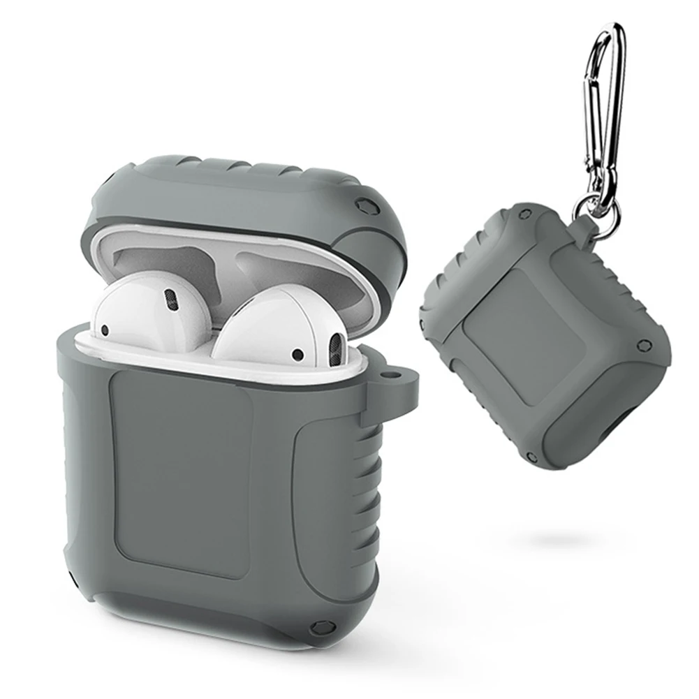 Protective Case With Hook Shockproof Anti Slip Splash Resistant Portable Accessories Earphone Accurate Hole Silicone For AirPods |