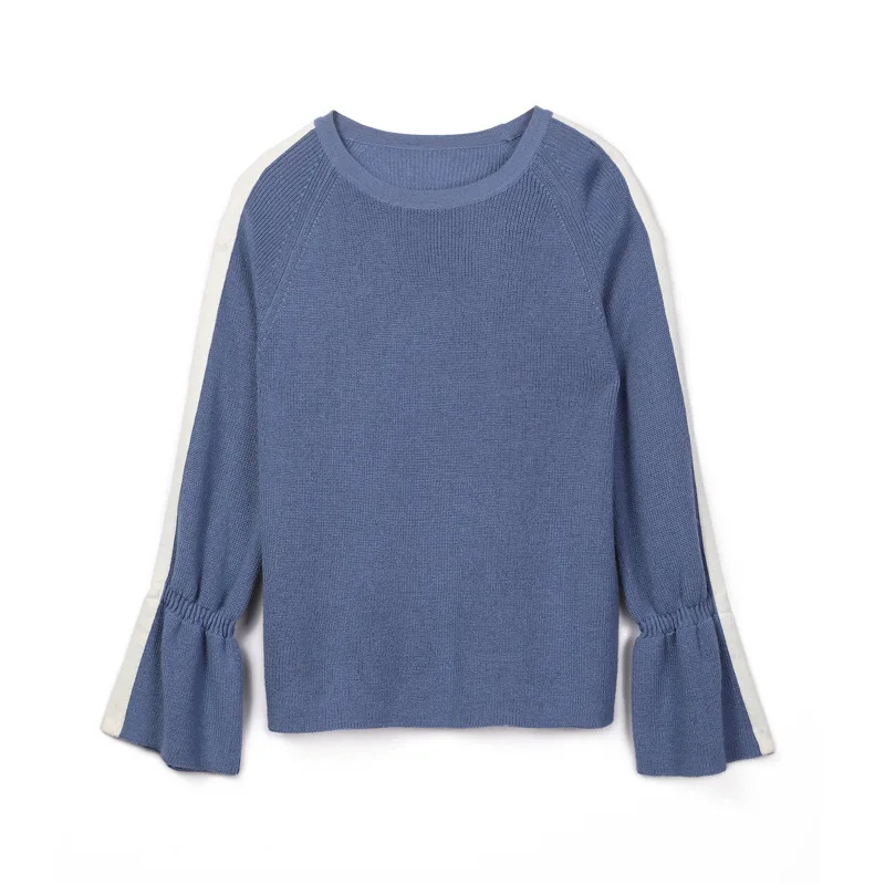 NINI Wonderland Knitted Sweater Pullover Women Casual Loose Winter Jumper Female Sexy O Neck Flare Sleeve Autumn | Женская одежда