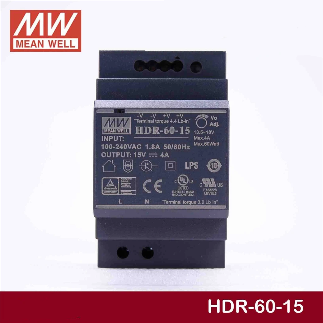 

patriotic MEAN WELL HDR-60-15 15V 4A meanwell HDR-60 60W Single Output Industrial DIN Rail Power Supply