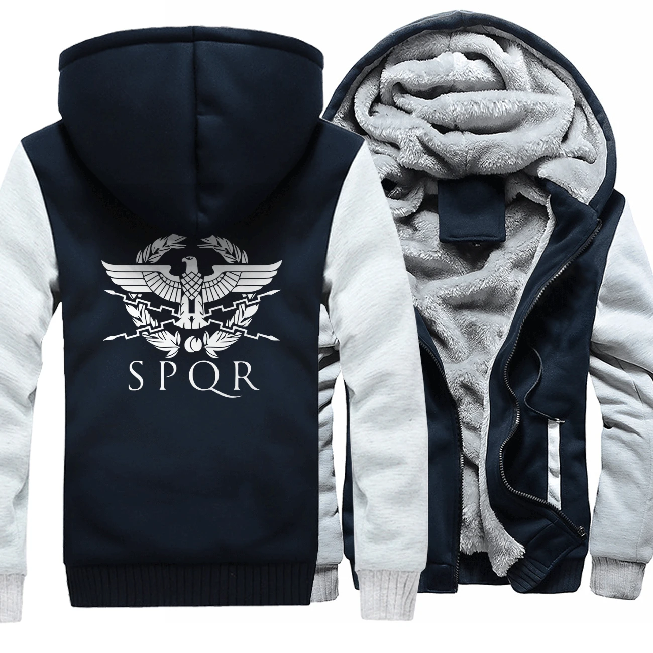 Winter Thicken Hoodies Men SPQR Roman Gladiator Imperial Golden Eagle Printed Homme Hooded Sweatshirts Casual Harajuku Male Tops