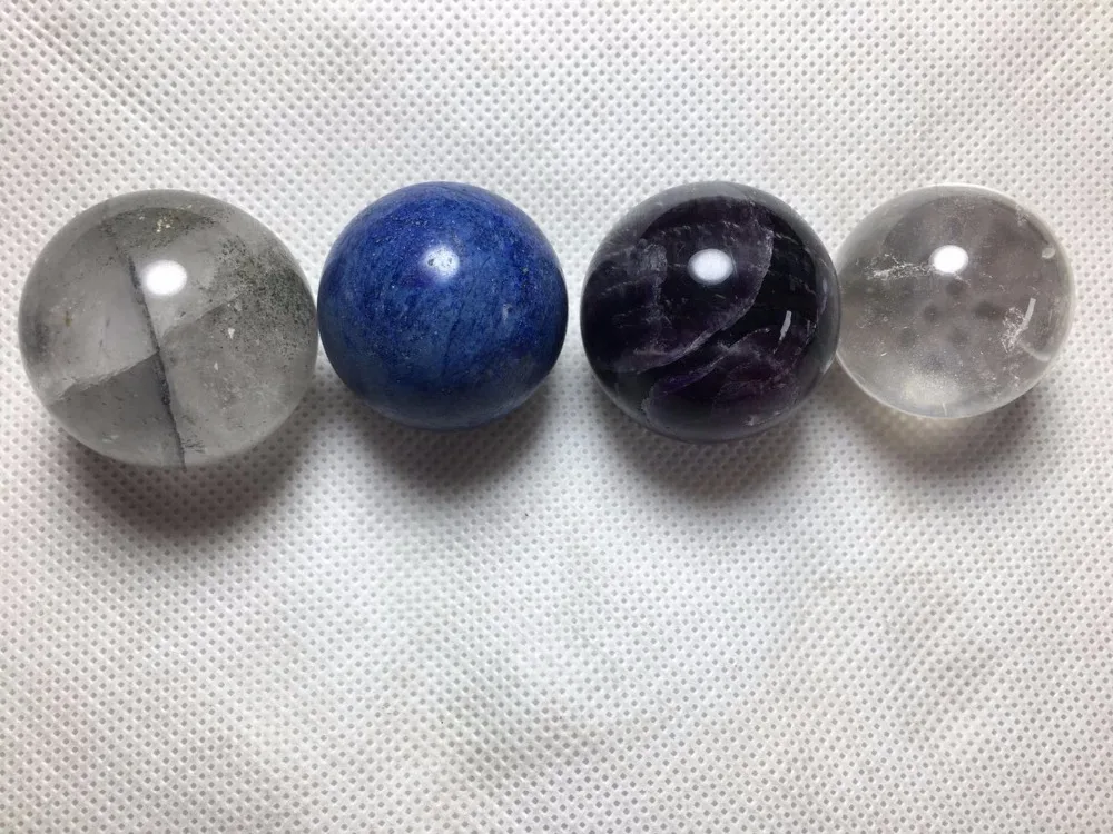 4 pieces a set of natural crystal balls lapis lazuli fluorite white green ghost stone | Дом и сад