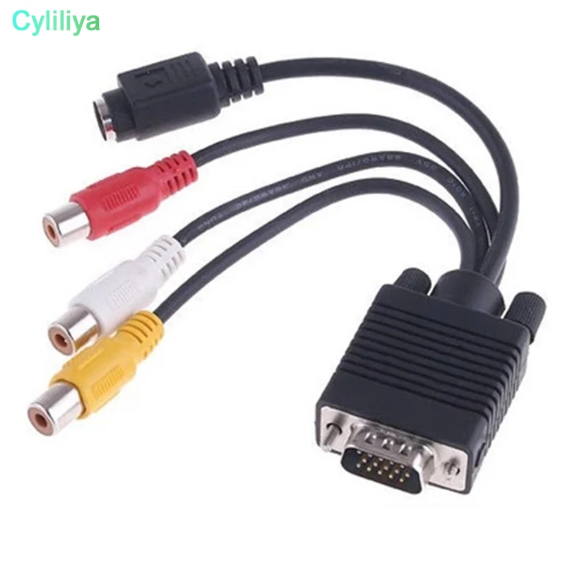 100 шт 19 см VGA в S Video 3 RCA композитный AV TV Out адаптер конвертер кабель для ПК|Кабели VGA| |